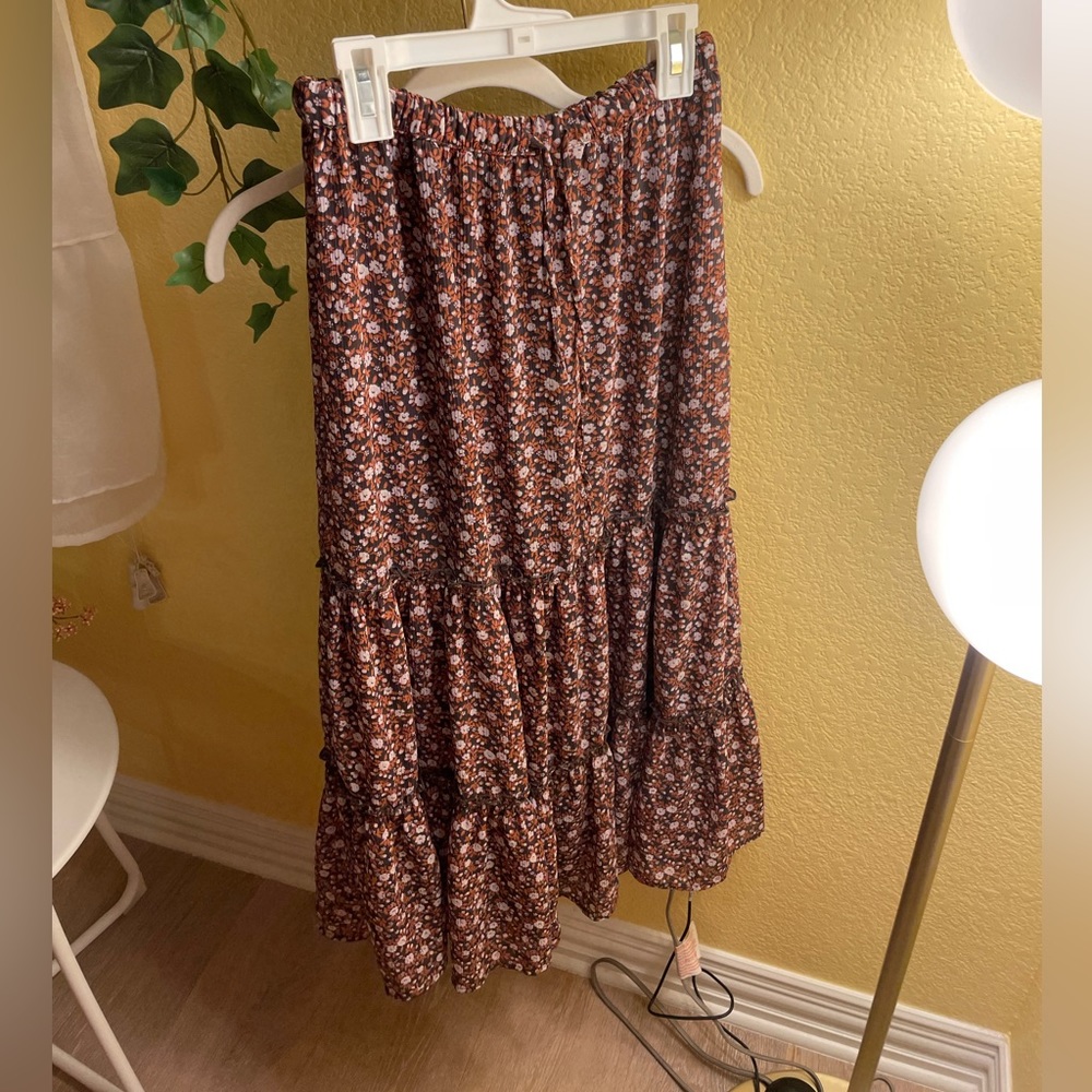 Brown floral Maxi skirt